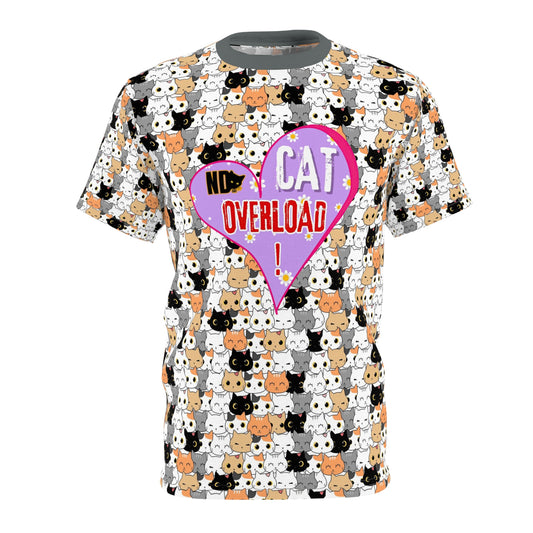 Unisex Cut & Sew Tee shirt (AOP). Gift or present for yourself or loved one. Celebrate your diversity and love of cats with a uniquely designed all over print from Neurodivergent Cats.