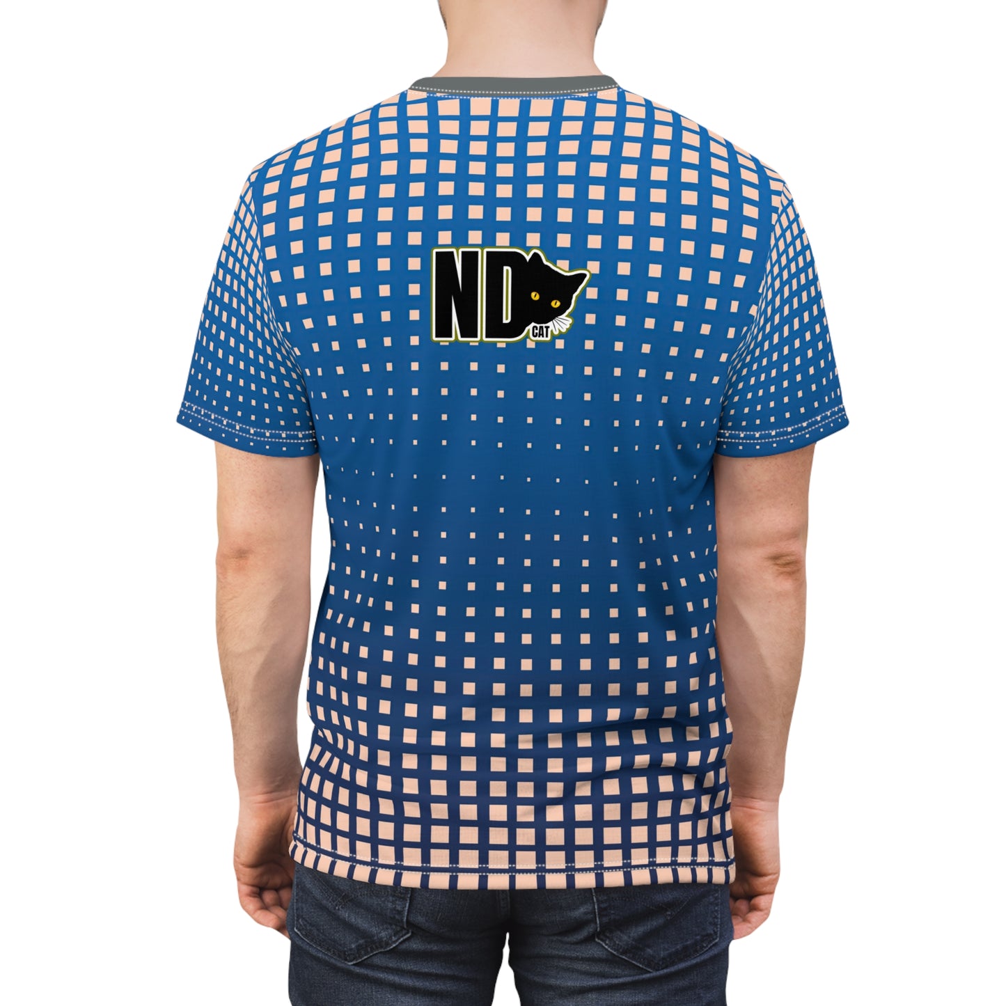 Unisex Cut & Sew Tee shirt (AOP). Gift or present for yourself or loved one. Celebrate your diversity and love of cats with a uniquely designed all over print from Neurodivergent Cats.