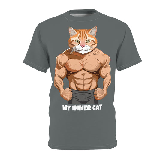 Unisex Cut & Sew Tee shirt (AOP). Gift or present for yourself or loved one. Celebrate your diversity and love of cats with a uniquely designed all over print from Neurodivergent Cats.