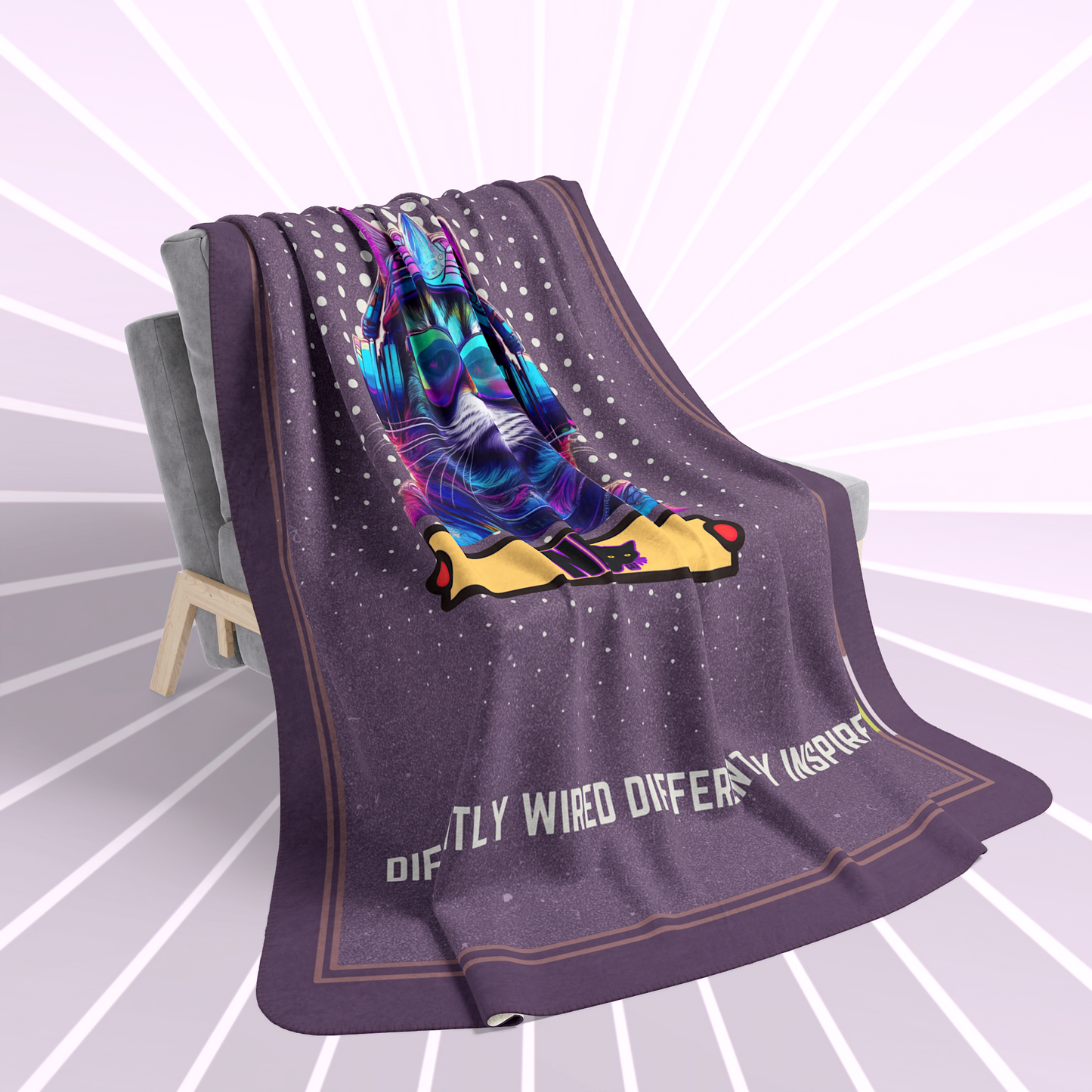 Sherpa Fleece Blanket (AOP). Gift or present for yourself or a loved one. For Neurodivergent Cats and cat lovers.