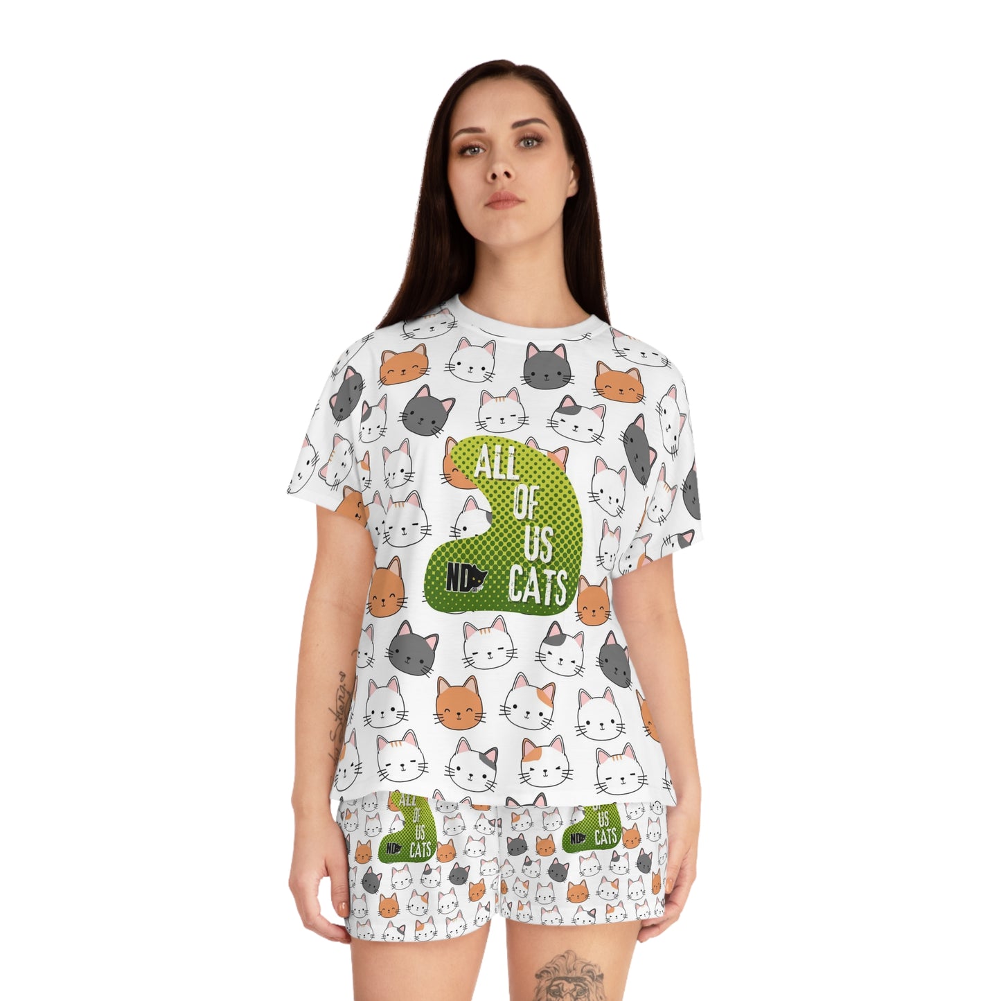 Women's Short Pyjama Set (AOP). Gift or present for yourself or a loved one. Neurodivergent Cats and cat lovers. Celebrate your love of cats.