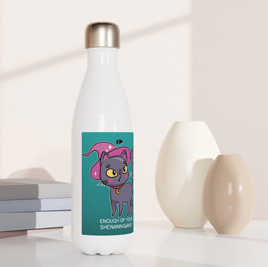 White 17oz Stainless Steel Water Bottle for gift or present to yourself, a loved one or friend from Neurodivergent Cats