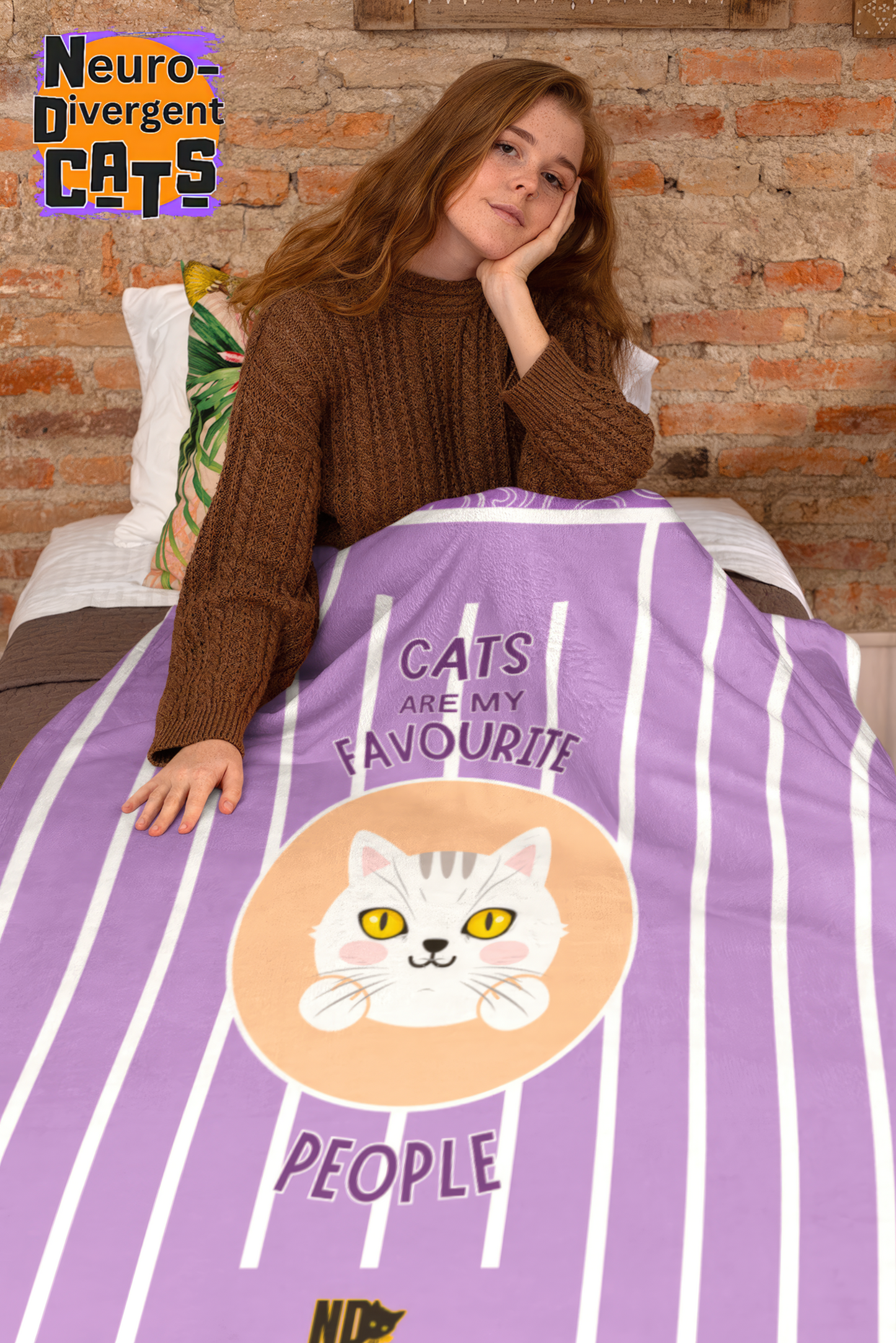 Sherpa Fleece Blanket (AOP). Gift or present for yourself or a loved one. For Neurodivergent Cats and cat lovers.